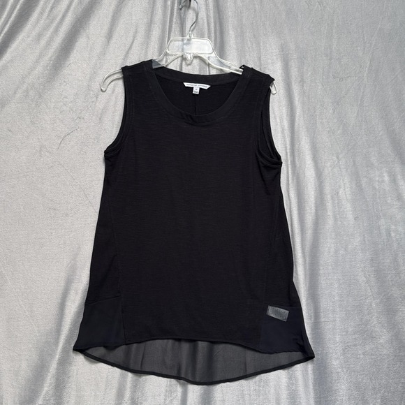 Adrienne Vittadini Tops - Adrienne Vittadini Shirt Womens Medium Black Sleeveless High Low‎ Chiffon Trim
